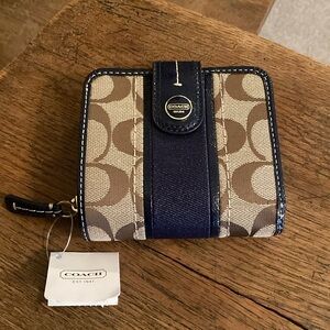 Coach Signature Stripe Slim Medium Wallet NWT